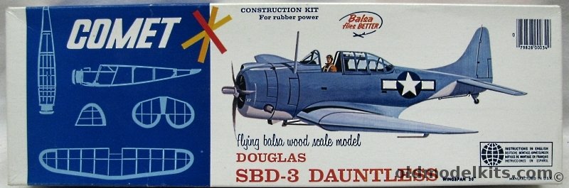 Comet Douglas SBD-3 Dauntless - 20 inch Wingspan Flying Balsa Airplane Model, 3401 plastic model kit